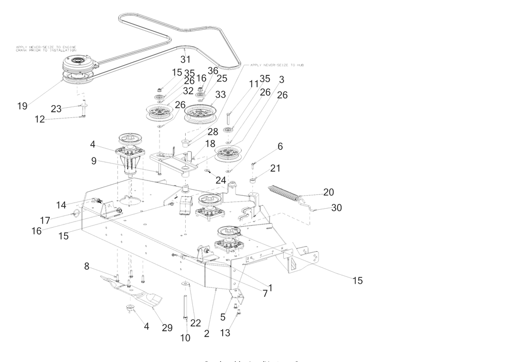 Deck Diagram and Parts List for Z-FORCESX48KW (17AIDGJB010)(2017) Cub Cadet Lawn Tractor